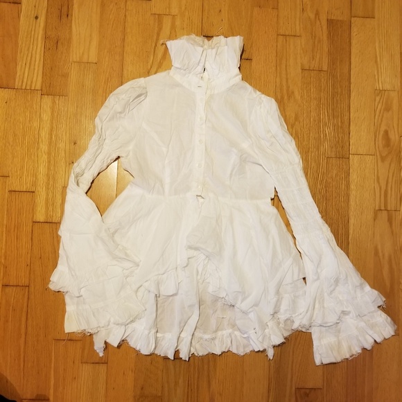 Black Peace Now Distressed Aristocrat Lolita Shirt - Picture 1 of 6